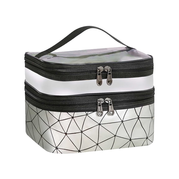 Hard Makeup Case Large Mini Train Case for Girls Makeup Bags in Bulk Zipper Portable Makeup Organizer Makeup Carrying Case for Makeup Bags Double Layer Travel Cosmetic Cases Make Up Organizer
