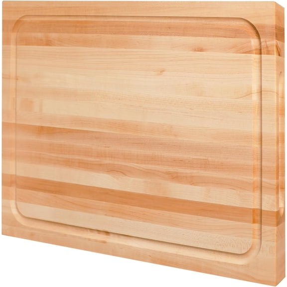 Hard Maple Wood Cutting Board 16 x 12 x 1 Inch with Invisible Inner Handles Food-Grade Oil Finished