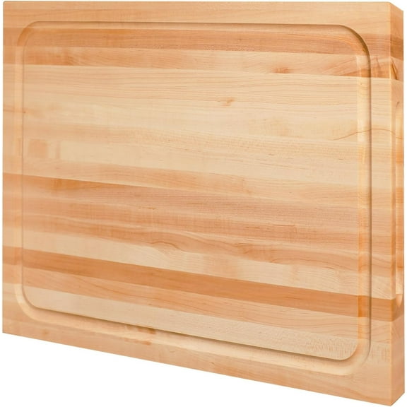 Hard Maple Wood Cutting Board 20 x 15 Inches 1 Inch Thick with Invisible Inner Handles Food-Grade Oiled Edge Grain