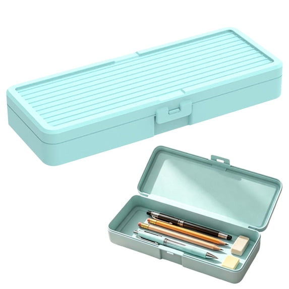 Hard Pencil Case,Snap Closure Hard Shell Stationery Organizer,0.86x7.8x2.9 Inch Plastic Pencil Storage Box,Large Capacity Multipurpose Utility Container,Portable Desktop Boxes for Office Supplies