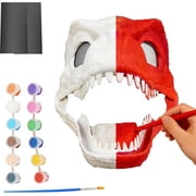 Hard Plastic Dinosaur Mask with Surface Fabric & Eye Mesh and Paint,T-rex Dino Mask Moving Jaw and Sounds,Furry Head Base for Halloween Christmas Carnival,Fursuit Therian DIY Dino Masks
