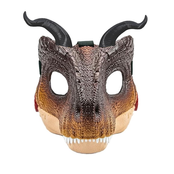 Hard Plastic Dinosaur Mask, Velociraptor Mask with Roaring Sounds, Moving Jaw Dinosaur Mask with Horn,Paintable Furry Dinosaur Raptor Mask for Halloween Christmas Party,DIY Dinosaur Mask Craft