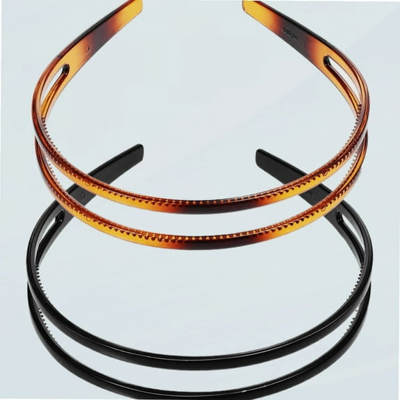 Hard Plastic Headbands Double Row Hair Hoops Vintage No Slip Hair Bands with Teeth for Women, 2pcs