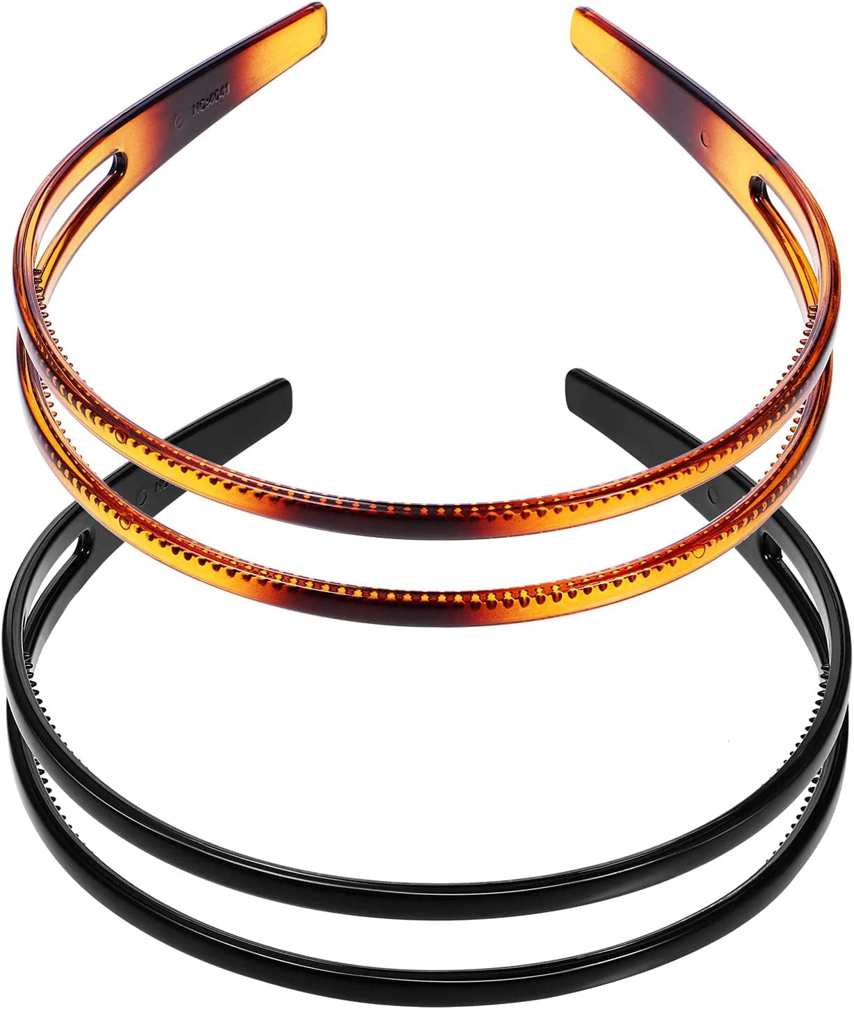 Hard Plastic Headbands Double Row Hair Hoops Vintage No Slip Hair Bands