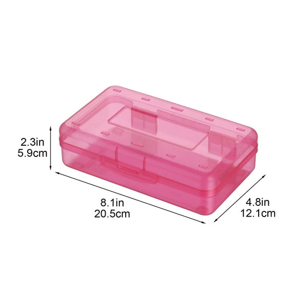 Hard Plastic Pencil Case with Snap Lid Large Capacity Transparent Pen Case, Colorful Clear Storage Pencil Bins for Pencil Arts Crafts Stickers Erasers