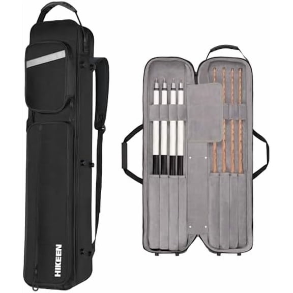 Hard Pool Cue Case,4 X 4 Pool Stick Case with Soft Velvet Lining Holds 4 Butts and 4 Shafts with Multi-Front Pocket for Billiard Accessories - Adjustable Shoulder Straps$$Sport & Recreation Other