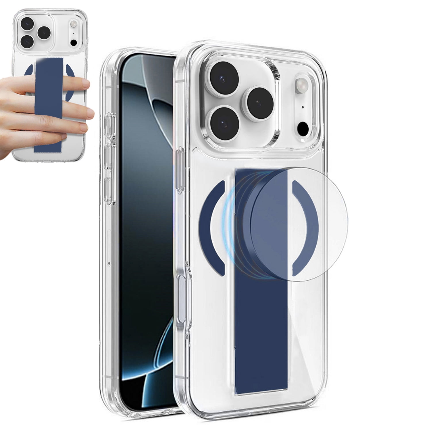 Hard Protective Clear Cover with MagGrip for iPhone 17 Pro Max - Blue