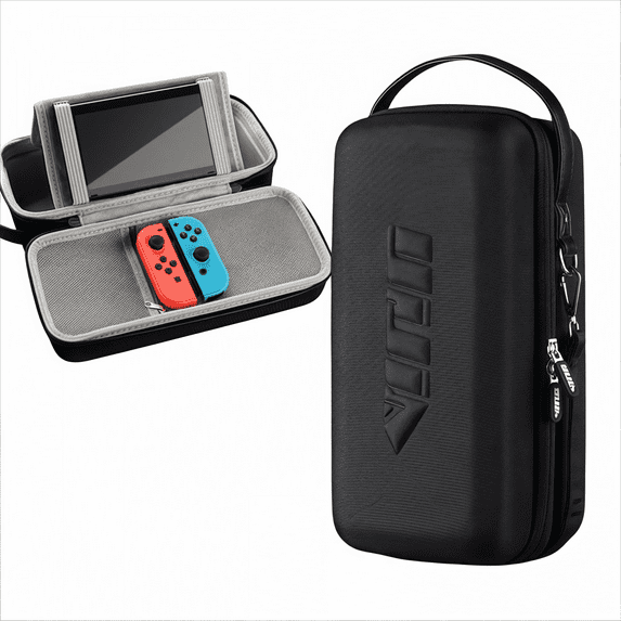 Hard Protective Storage Case Organizer Compatible with Nintendo Switch OLED, EVA Shell & Oxford Fabric-Black