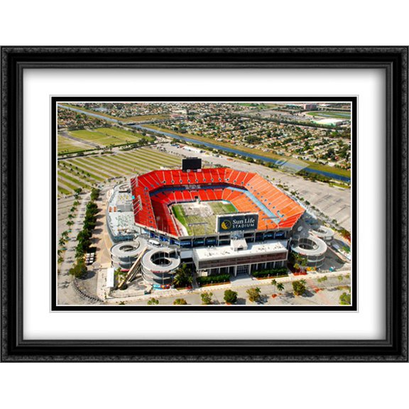 Hard Rock Stadium 2x Matted 36x28 Large Black Ornate Framed Art Print from the Stadium Series