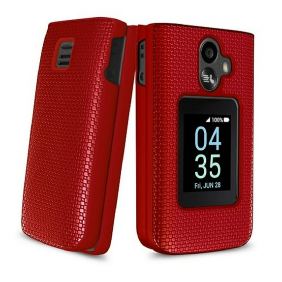 Hard Rugged Case for TCL Flip 3, Hard Shell Protective Cover Case (Red)