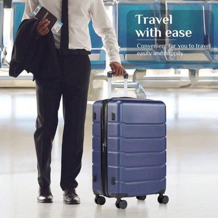 Hard Shell ABS Suitcase With Double Spinner Wheels, Lightweight Expandable Rolling Luggage With TSA Lock School Cruise Essentials For Dorm Room Dorm Essentials For College For School Travel Suitcase
