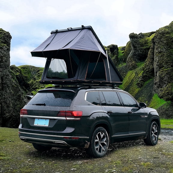 Hard Shell Aluminum 2-3 Person Rooftop Tent, Black and Grey