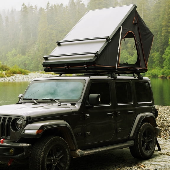 Hard Shell Aluminum 2-3 Person Rooftop Tent, Black and Grey