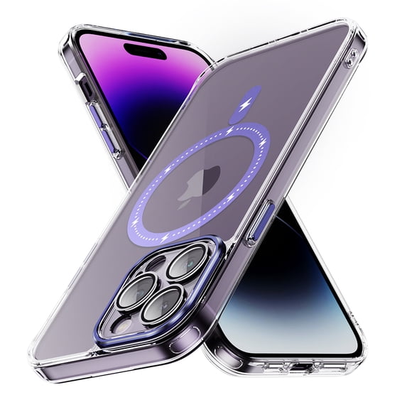 Hard Shell Back Cover with 15W Fast Wireless Magnetic Charging, Bumper Frame, Clear Film Lens Protection for iPhone 15 Pro Max (6.7")