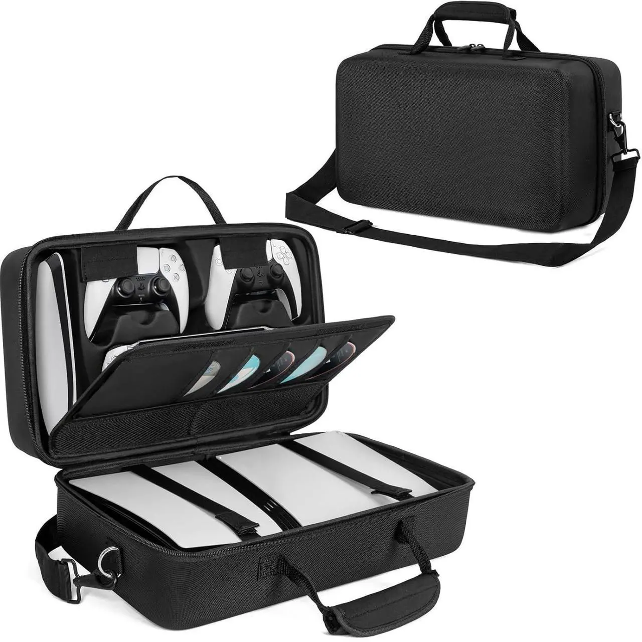 Hard Shell Carrying Case Compatible with PS5 Pro, Travel Bag Holds PlayStation 5 Pro Disk Digital Edition, Games, Headset and Gaming Accessories