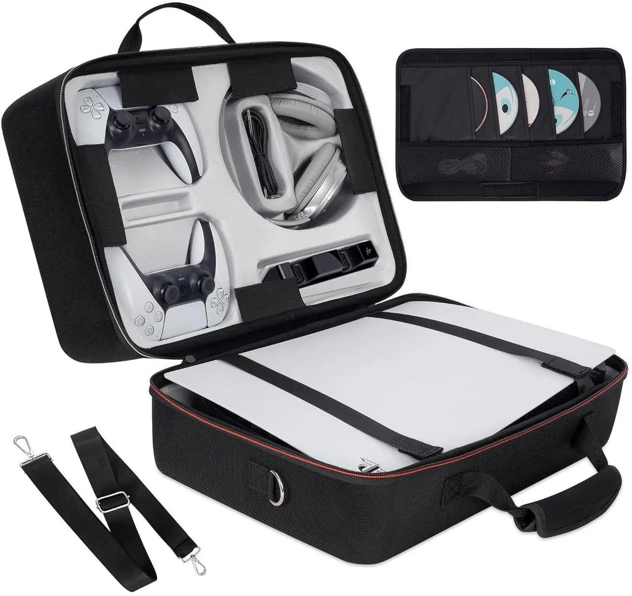 Hard Shell Carrying Case Compatible with PS5, Travel Bag Holds PlayStation 5 Disk Digital Edition, Games and Gaming Accessories