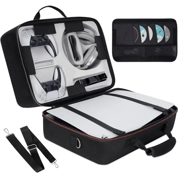 Hard Shell Carrying Case Compatible with PS5, Travel Bag Holds PlayStation 5 Disk Digital Edition, Games and Gaming Accessories