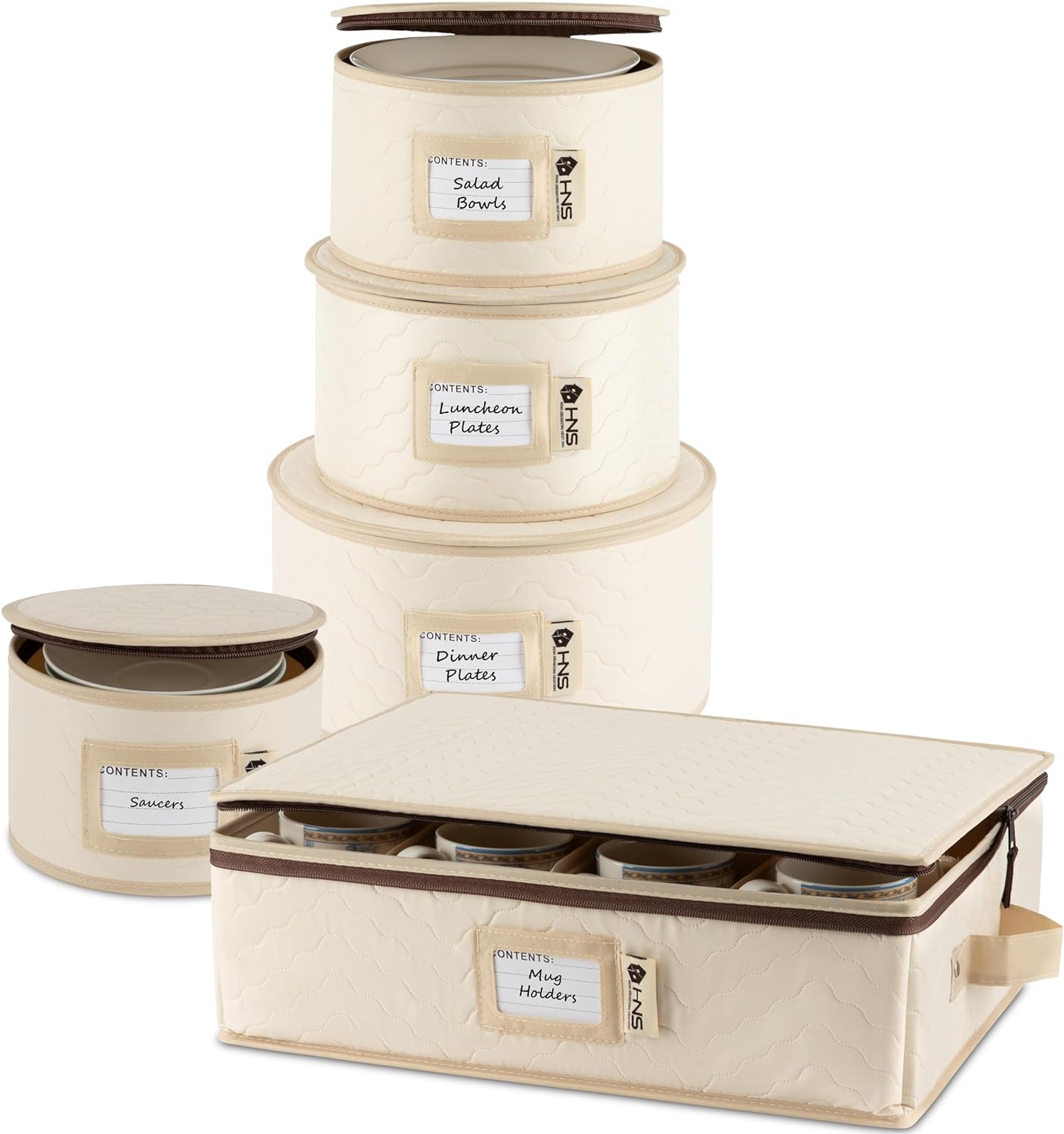 Woffit Dinnerware Storage Set, Bags for Fine China Dishes, Mugs & Glasses, Includes 48 Felt