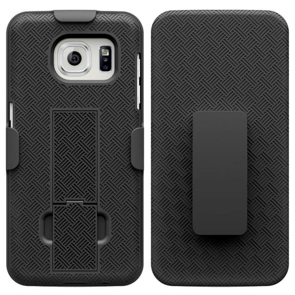 Hard Shell Combo Case Kick-stand Swivel Clip Holster Cover Protective Armor Drop-Proof Black B2 for Samsung Galaxy S7 Edge