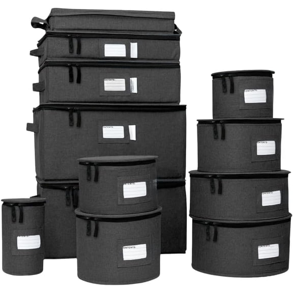 Hard Shell Containers Set Moving Boxes for Dinnerware, Glasses, Plates, Mugs and Saucers Sturdy Dish Organizer with Dividers for Seasonal Storage