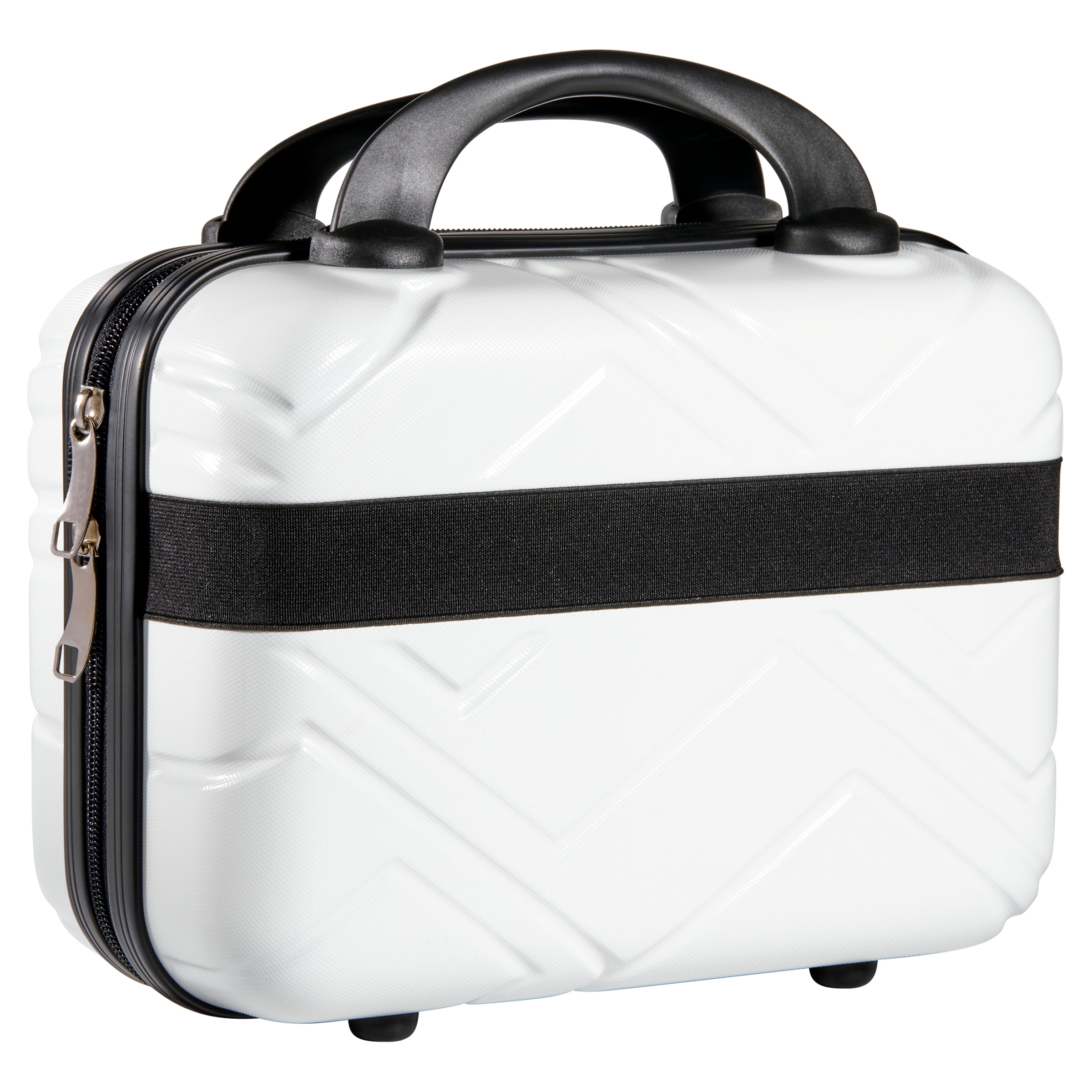 Hard Shell Cosmetic Travel Case, White, 11.8 x 10.82 x 5.9