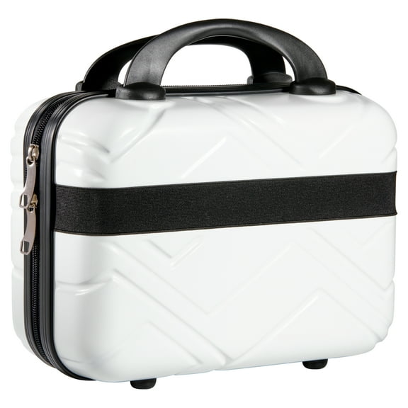 Walmart Hard Shell Cosmetic Travel Case for Makeup or Toiletries, White, Size 11.8" x 10.8" x 5.9"