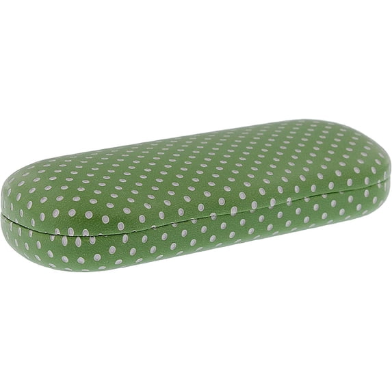 Hard Shell Eyeglass Case Clamshell Fits Small to Medium Frame Glasses for Women Men, Mod Green and White