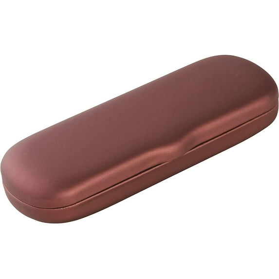 Hard Shell Eyeglass Case Clamshell for Small Frames, Reading Glasses for Women Men Eyeglasses, Metallic Matte Burgundy