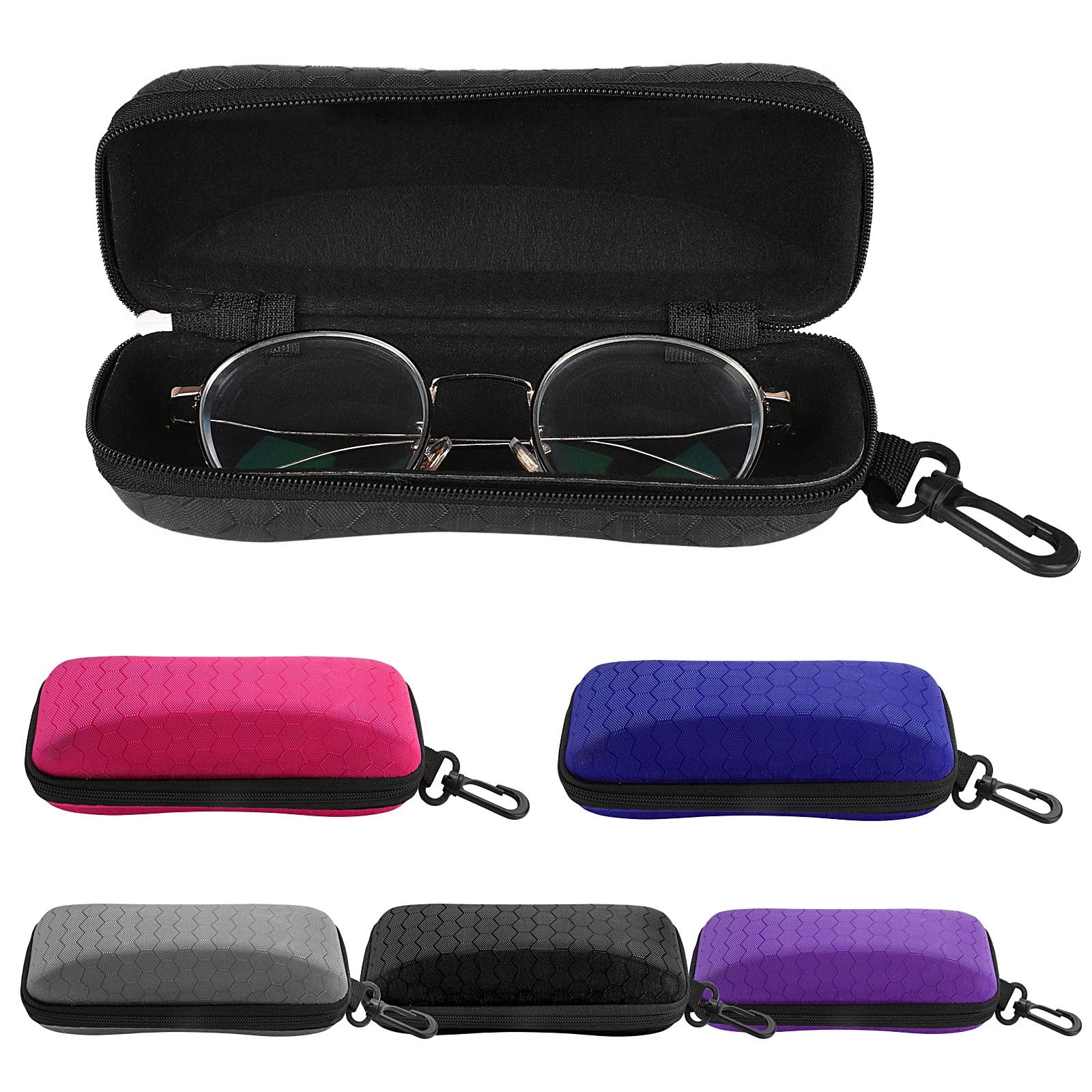 EEEkit Hard Shell Eyeglass Case, Protective Sunglasses Holder with Clip Cover, 5 Colors