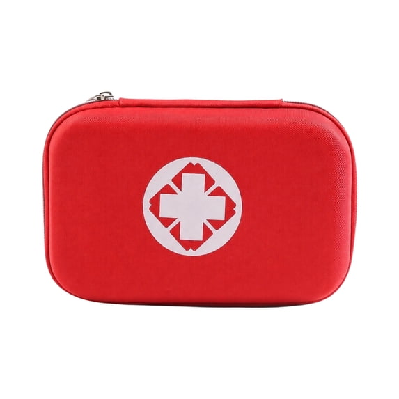 Hard Shell First Aid Kit, Portable Waterproof Compact Red Medical Storage Bag, 1 Pack Lightweight Travel Carrying Case for Emergency Home Outdoor Camping Hiking Workplace Travel Use