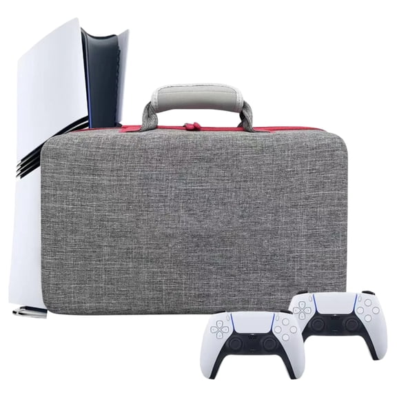 Hard Shell Handheld/Shoulder Tote Case for PlayStation 5 Pro with Complete Accessories Storage-Grey