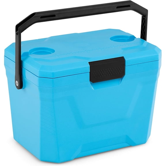 Hard Shell Insulated Cooler, 3-Day Ice Retention with Cup Holders & Drain Plug