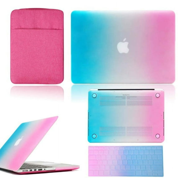 Hard Shell Laptop case+Sleeve Bag+Keyboard Cover - for Apple MacBook Air Pro Retina 11 12 13 15&New Air13/Pro 13 15 Touch Bar (Rainbow,Macbook White A1342)