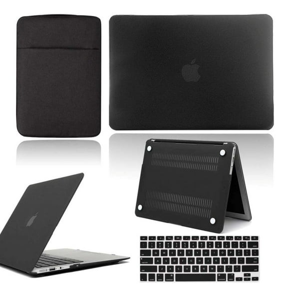 Hard Shell Laptop case+Sleeve Bag+Keyboard Cover - for Apple MacBook Air Pro Retina 11 12 13 15&New Air13/Pro 13 15 Touch Bar (Black,Pro 13 CD ROM A1278)