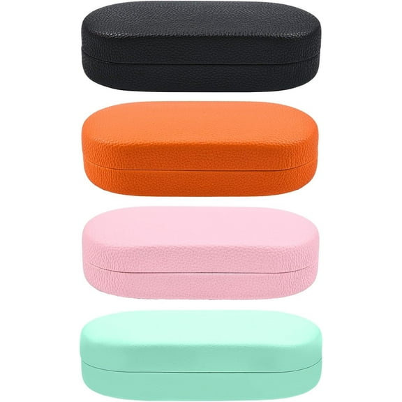 Hard Shell Leather Sunglasses Case,4 PACK Large Eyeglasses Case for Women Men
