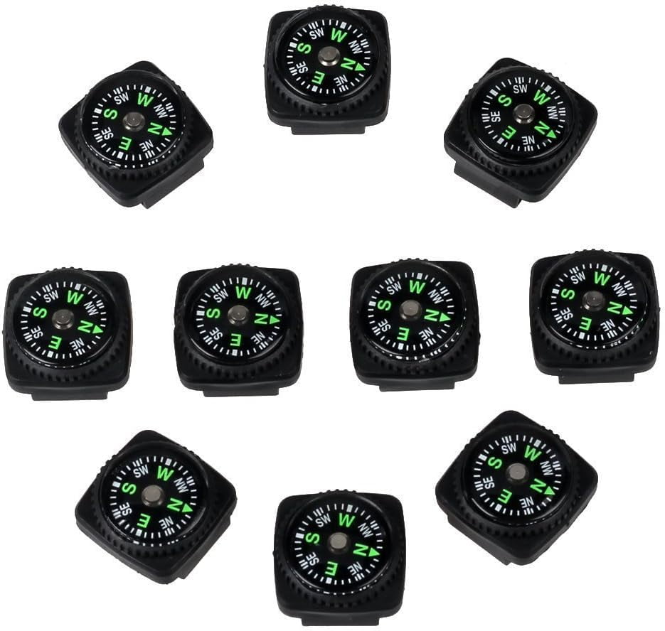 Hard Shell Liquid Filled Button Compass Set for Survival Watch Band Paracord Bracelet Pack