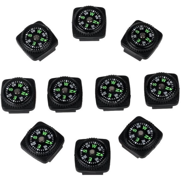 Hard Shell Liquid Filled Button Compass Set for Survival Watch Band Paracord Bracelet Pack