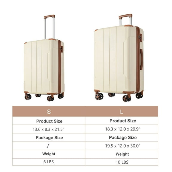 Hard Shell Luggage Hardshell ABS Luggage Sets 2 Piece Suitcase Set Expandable with TSA Lock Spinner Wheels for Men Women,Carry On Hard Shell Luggage