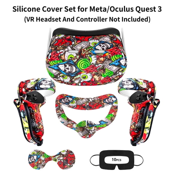 Hard Shell Protector Case Cover for Meta/Oculus Quest 2, VR Accessories for Quest 2 (Green Phantom) - Enhanced Comfort Silicone Grip Protectors, Soft Shell Skin, Facial Interface & Lens Guard
