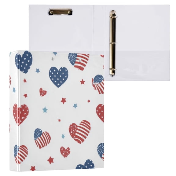 Hard Shell Ring Binder With Clip Holds 200 Sheets Office Home Organization 4th Of July Theme