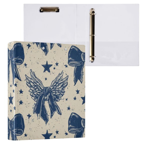 Hard Shell Ring Binder With Clip Holds 200 Sheets Office Home Organization Angel Wings Bows