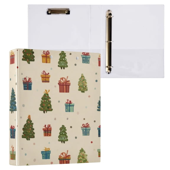 Hard Shell Ring Binder With Clip Holds 200 Sheets Office Home Organization Beige Background