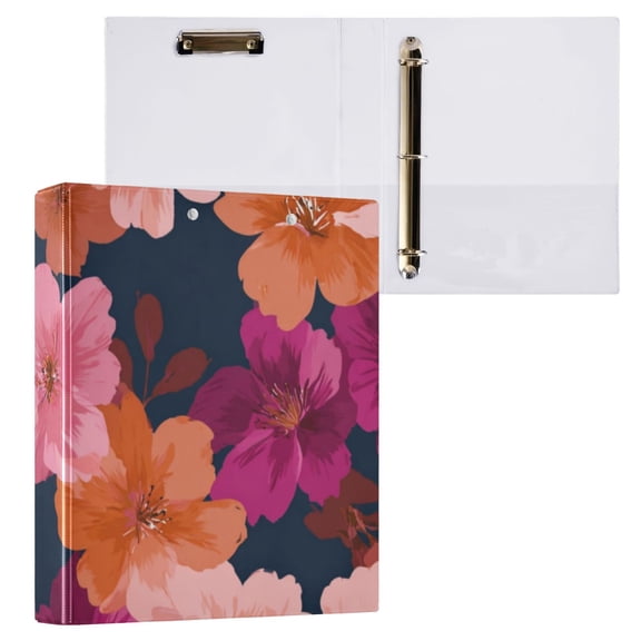 Hard Shell Ring Binder With Clip Holds 200 Sheets Office Home Organization Blooming