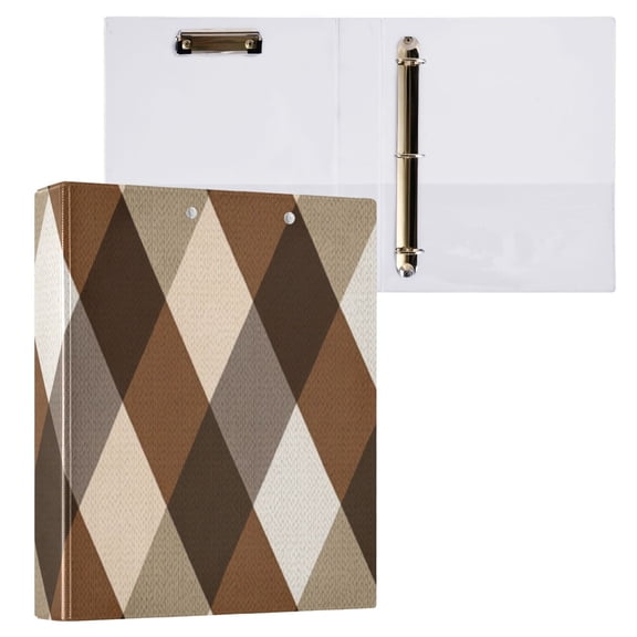 Hard Shell Ring Binder With Clip Holds 200 Sheets Office Home Organization Brown Beige