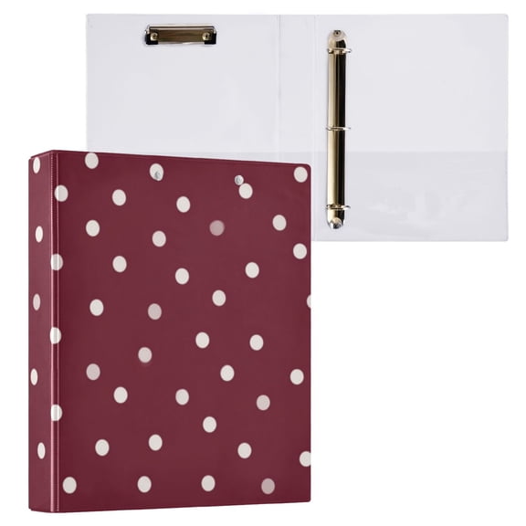 Hard Shell Ring Binder With Clip Holds 200 Sheets Office Home Organization Burgundy Polka Dot