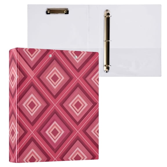 Hard Shell Ring Binder With Clip Holds 200 Sheets Office Home Organization Checkered Tablecloth Pattern