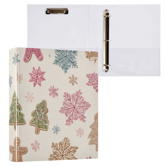 Hard Shell Ring Binder With Clip Holds 200 Sheets Office Home Organization Christmas Motifs