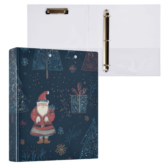 Hard Shell Ring Binder With Clip Holds 200 Sheets Office Home Organization Christmas Pattern