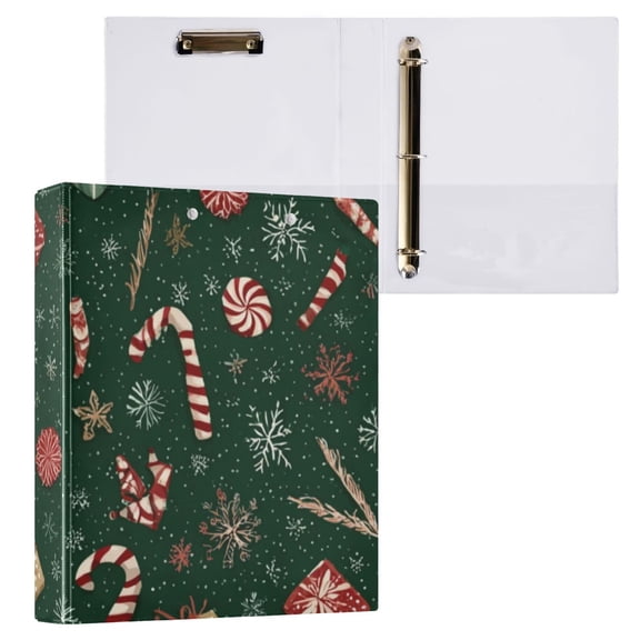 Hard Shell Ring Binder With Clip Holds 200 Sheets Office Home Organization Christmas-themed Elements