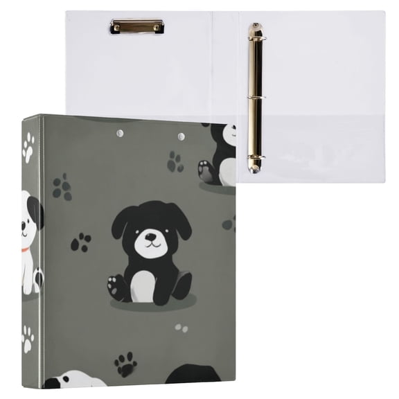 Hard Shell Ring Binder With Clip Holds 200 Sheets Office Home Organization Cuttie Dog